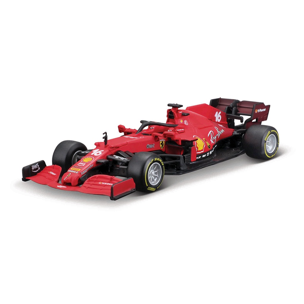 ภาพหน้าปกสินค้าBburago 1:43 Ferrari 2021 SF21 16 Chales Leclerc  โมเดลรถแข่ง 55 F1 Formula ของเล่นสําหรับเด็ก