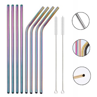 Rainbow Milk Straw Multicolor 304 Stainless Steel Straw