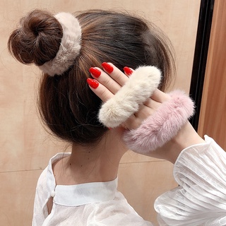 Plush Hair Ring Female Mink Knit Head Rope Korean Version of the Internet Hot Sale Tie Head Rubber Band Hair Accessories