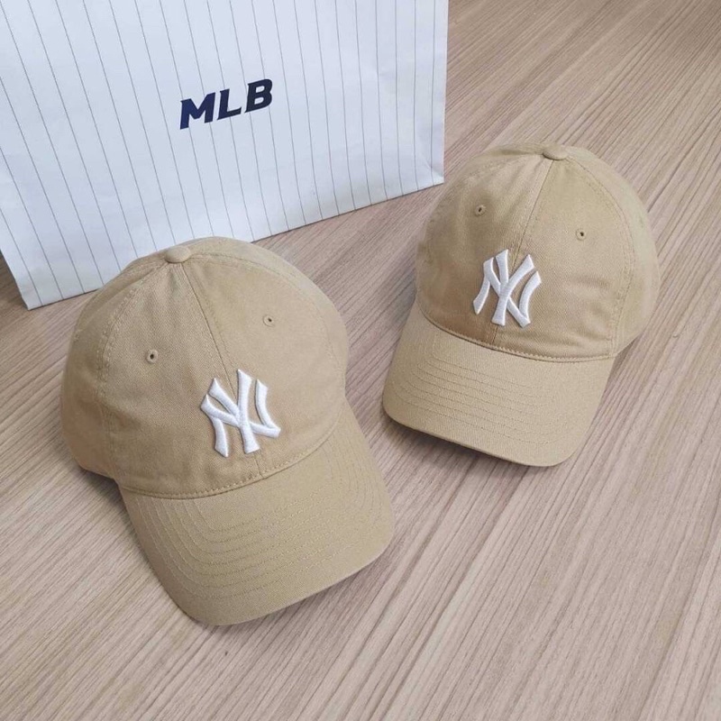 พร้อมส่ง-หมวก-mlb-แท้-สีเบจ