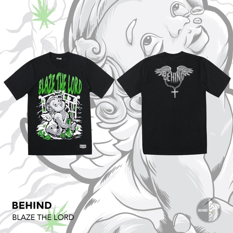 behind-เสื้อยืด-blaze-the-lord-แขนสั้น-แนวสตรีท-oversize-เสื้อยืดชาย-หญิง