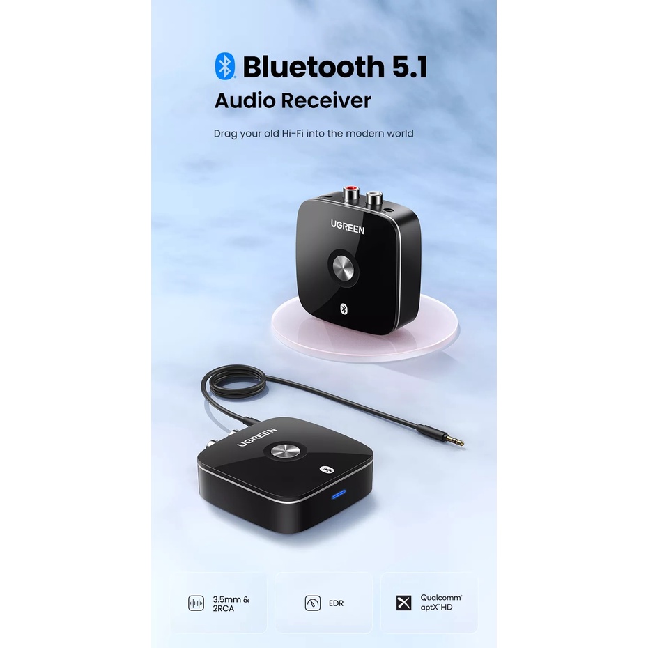 ภาพหน้าปกสินค้าUgreen Bluetooth 5.1 Receiver aptX HD 2RCA 3.5mm Audio Adapter จากร้าน warmuily บน Shopee