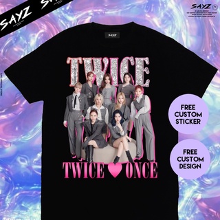 เสื้อยืดผ้าฝ้ายTwice Once Retro kpop korean streetwear harajuku custom T-Shirt kpop s6YsL XL  XXL 3XL