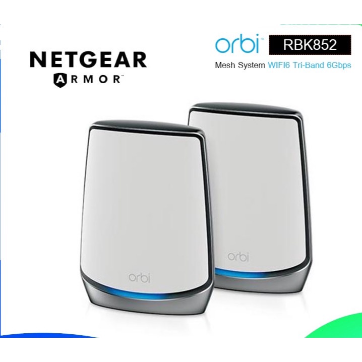 NETGEAR RBK852 Orbi Whole Home Tri-Band Mesh WiFi 6 System Router With ...