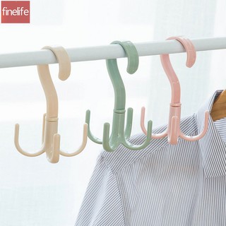 【พร้อมส่ง】ที่แขวนพลาสติก 4 ตะขอเก็บสินค้าหมุนถือผ้าพันคออุปกรณ์จัดเก็บข้อมูล
