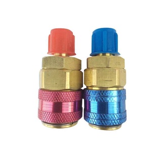 QC-12 คอปเปอร์ เติมน้ำยาแอร์ R134a แพคคู่ (สีน้ำเงิน+สีแดง) AC Coupler R-134a คอปเปอร์แอร์ หัวเติมน้ำยาแอร์134 QC-12