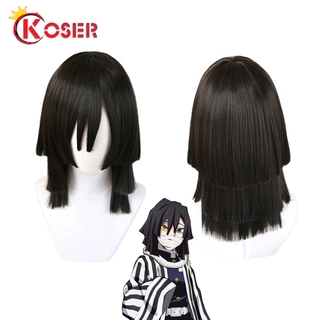 Demon Slayer Kimetsu no Yaiba Iguro Obanai Black Short Wig วิก ผม Cosplay Costume Heat Resistant Synthetic Hair Wigs