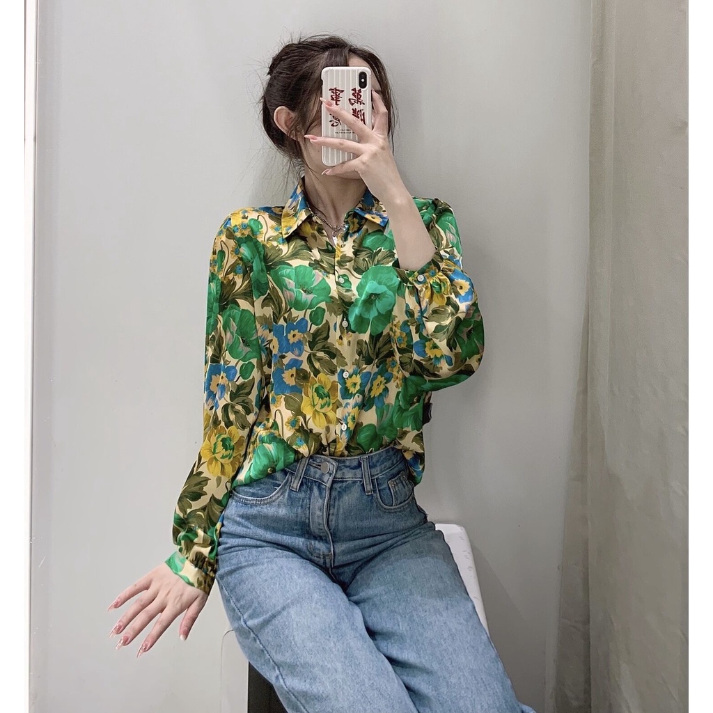 เสื้อเชิ้ตแขนยาว-คอปก-พิมพ์ลายดอกไม้-เข้ากับทุกการแต่งกาย-แฟชั่นฤดูใบไม้ผลิ-สําหรับผู้หญิง
