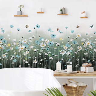 【wuxiang】สติกเกอร์ ลายดอกไม้ สีเข้ม กันน้ํา สําหรับตกแต่งผนัง ห้องนั่งเล่น