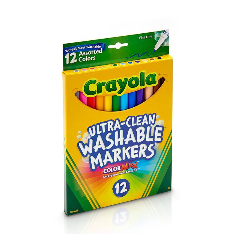 crayola-สีเมจิกล้างออกได้อัลตร้าคลีน12สี-หัวเล็ก
