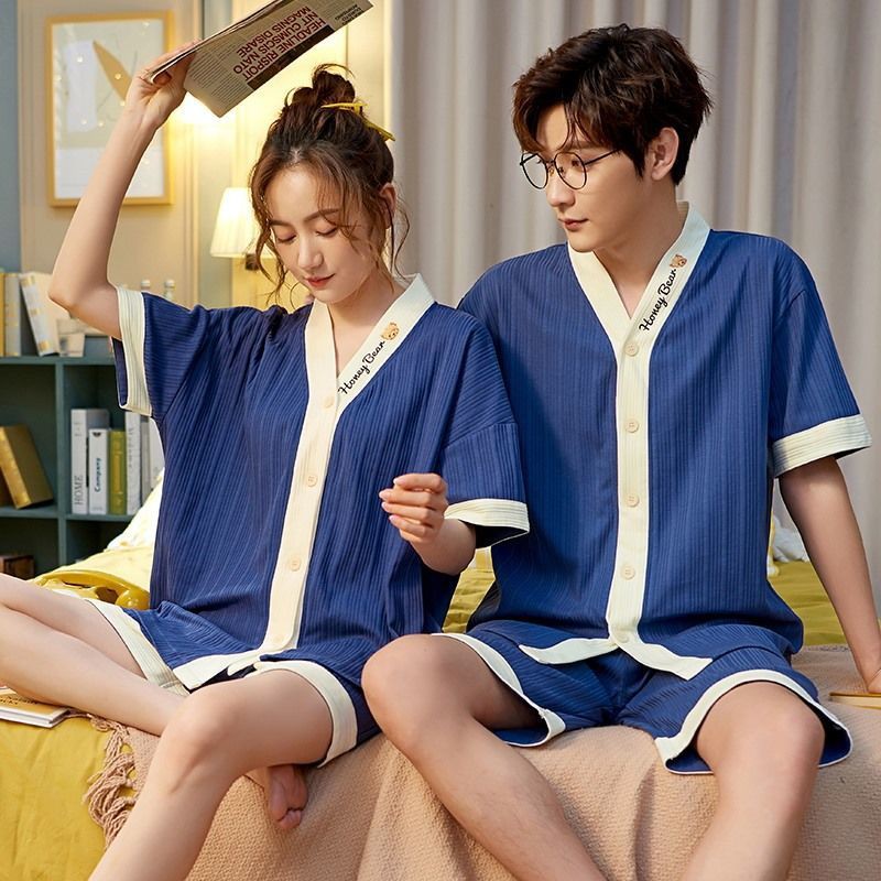 buy-one-get-one-ใหม่-ชุดนอนผ้าคอตตอนชุดนอนน่ารักชุดนอนคู่ชุดนอนผู้หญิงชุดนอนผู้ชายชุดนอนการ์ตูนชุดนอนสไตล์เกาหลี