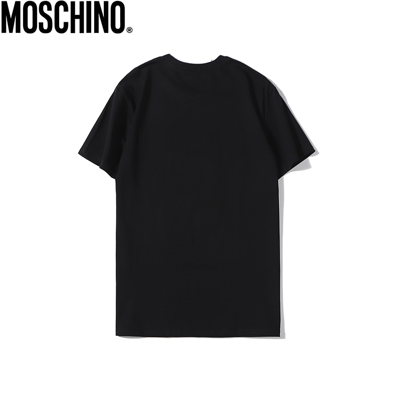 เสื้อยืดสีขาวmoschino-เสื้อยืดคอก-ลมแขนสั้นผ้าฝ้าย-unisex