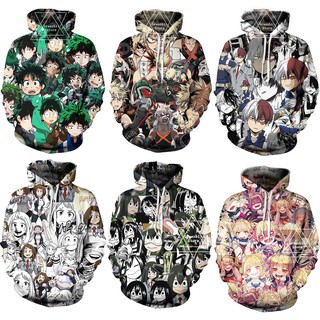 เสื้อกันหนาวแขนยาวพิมพ์ลายการ์ตูนอนิเมะ my hero academia todorki 3 d สําหรับผู้ชาย