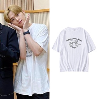 เสื้อยืดแขนสั้น แขนห้าส่วน ทรงหลวม พิมพ์ลาย Straykids Lee Min HoS-5XL