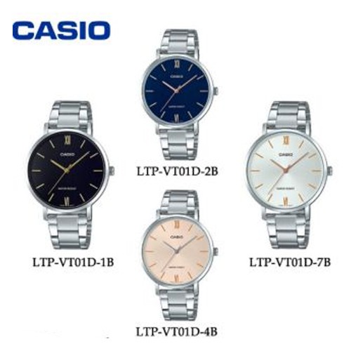 รูปภาพสินค้าแรกของCasio Standard นาฬิกาข้อมือผู้หญิง สายสแตนเลส รุ่น LTP-VT01D,LTP-VT01D-1B,LTP-VT01D-2B,LTP-VT01D-4B,LTP-VT01D-7B