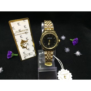 นาฬิกาข้อมือหญิง CONVIN  เครื่องญี่ปุ่น ตัวเรือนและสายสแตนเลสสีทอง2ไมครอน ระบบQUARTZ ANALOG(3เข็ม)ขนาดเล็ก 30มม. กันน้ำ