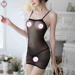 Women Lingerie Sexy Mesh See-Through Bodycon Dress Lingerie Underwear Black