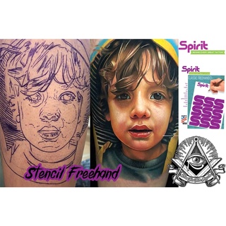 Spirit Behind Every Great Tattoo  10 Pcs.(กระดาษลอกลาย สปิริตแบบมือ แบ่งขายจำนวน 10 แผ่น)