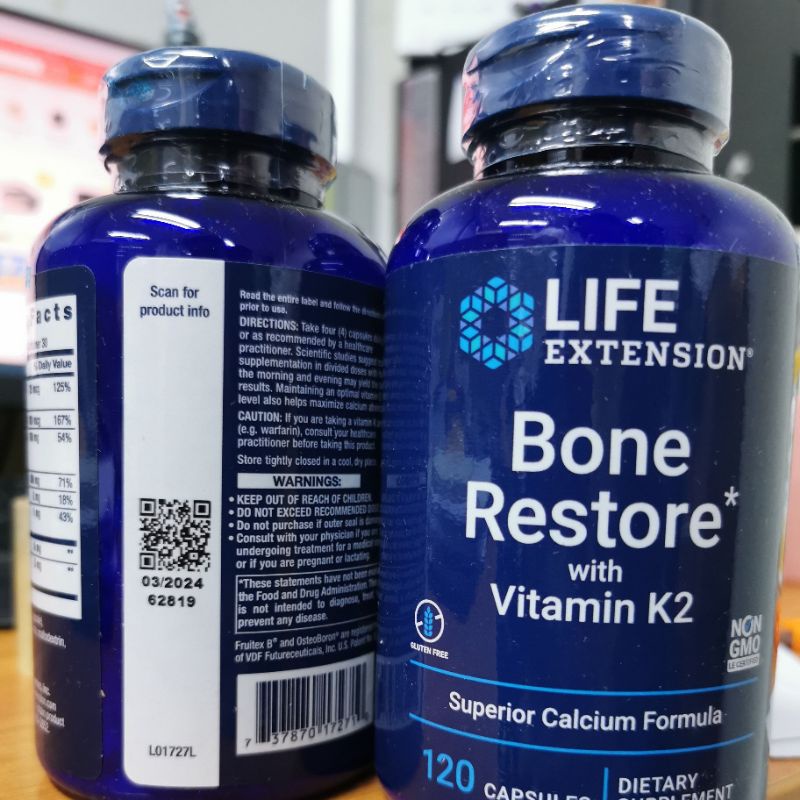Bone Restore Life Extension Bone Restore with Vitamin K2 120 Capsules