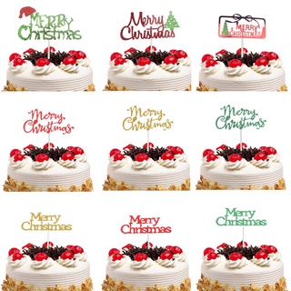 Merry Christmas Cake Topper Tree Santa Claus Cake Toppers Christmas Cake Flag New Year Party DIY Decor