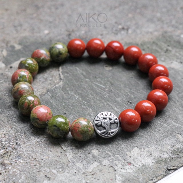 tree-of-life-กำไลหินแท้-unakite-x-red-jasper