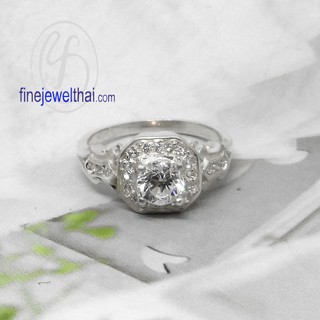 Finejewelthai แหวนเพชร-แหวนเงิน-เพชรสังเคราะห์-เงินแท้ 925-แหวนวินเทจ/ Vintage Set-Diamond Cz-Silver925-Ring - R1322cz