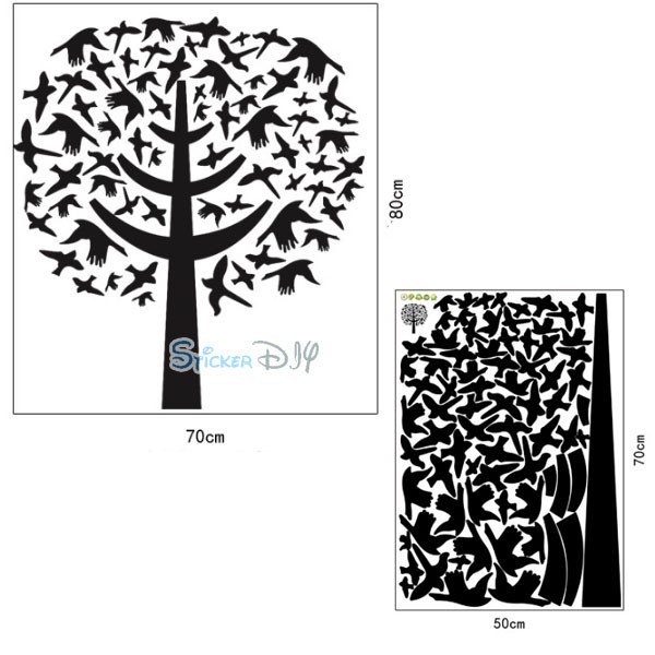 sale-transparent-wall-sticker-สติ๊กเกอร์ติดผนัง-black-bird-tree-กว้าง70cm-xสูง80cm