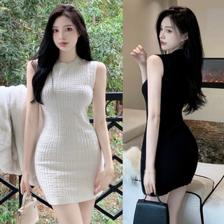 ชุดเดรสกระโปรงสั้น แขนกุด คอกลม สีพื้น สไตล์เกาหลี สําหรับผู้หญิง