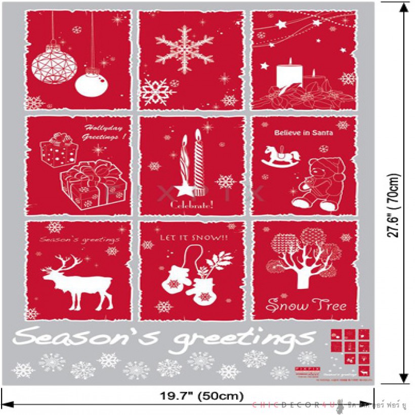 วอลล์สติ๊กเกอร์-ซานตาคลอส-กวางเรนเดียร์-christmas-sticker-santa-claus-reindeer-season-greetings-psc-60028
