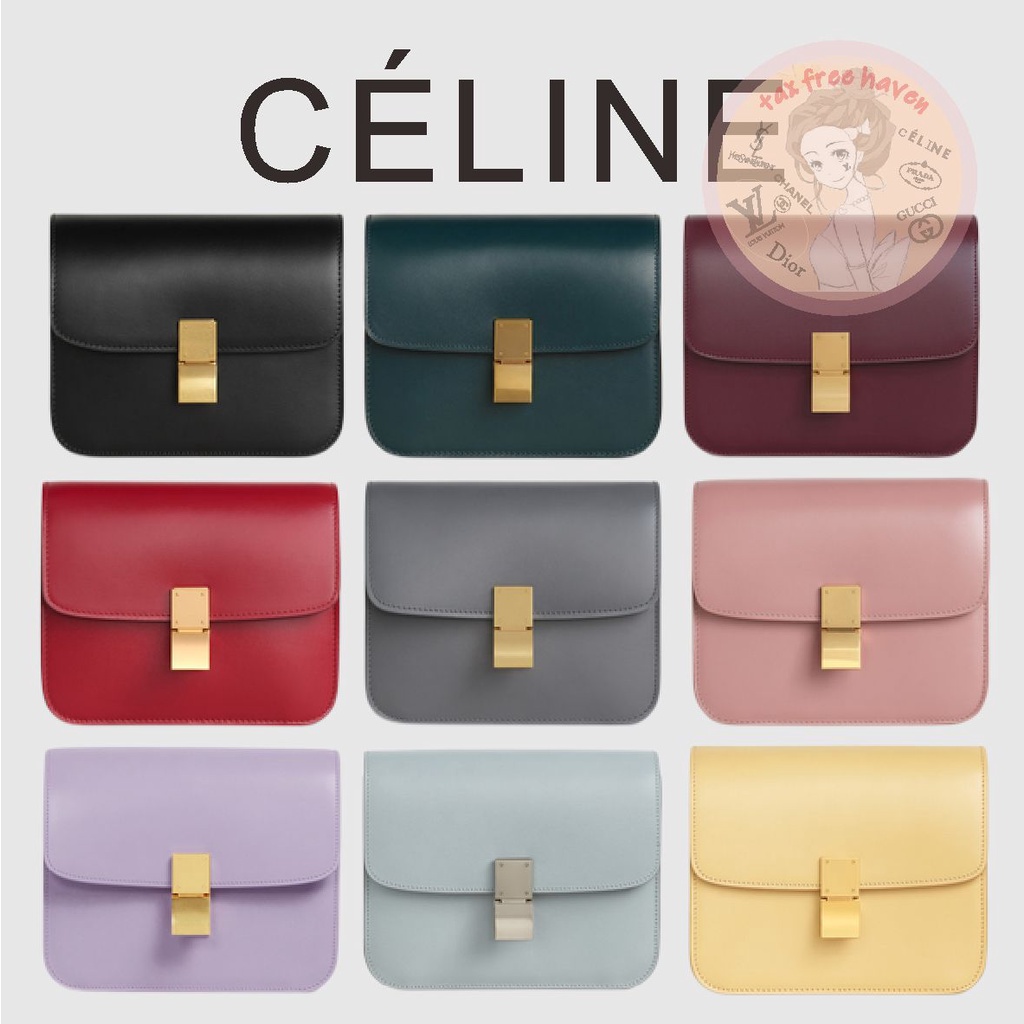 shopee-ราคาต่ำสุด-ของแท้-100-celine-brand-new-teen-classic-polished-calf-leather-handbag