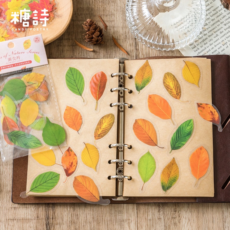duopu-สติกเกอร์-ลายใบไม้-สไตล์เรโทร-สําหรับตกแต่งสมุดภาพ-เครื่องเขียน-ของขวัญ-40-ชิ้น