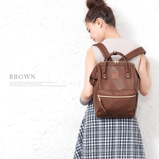 anello-polyurethane-leather-rucksack-แท้outlet