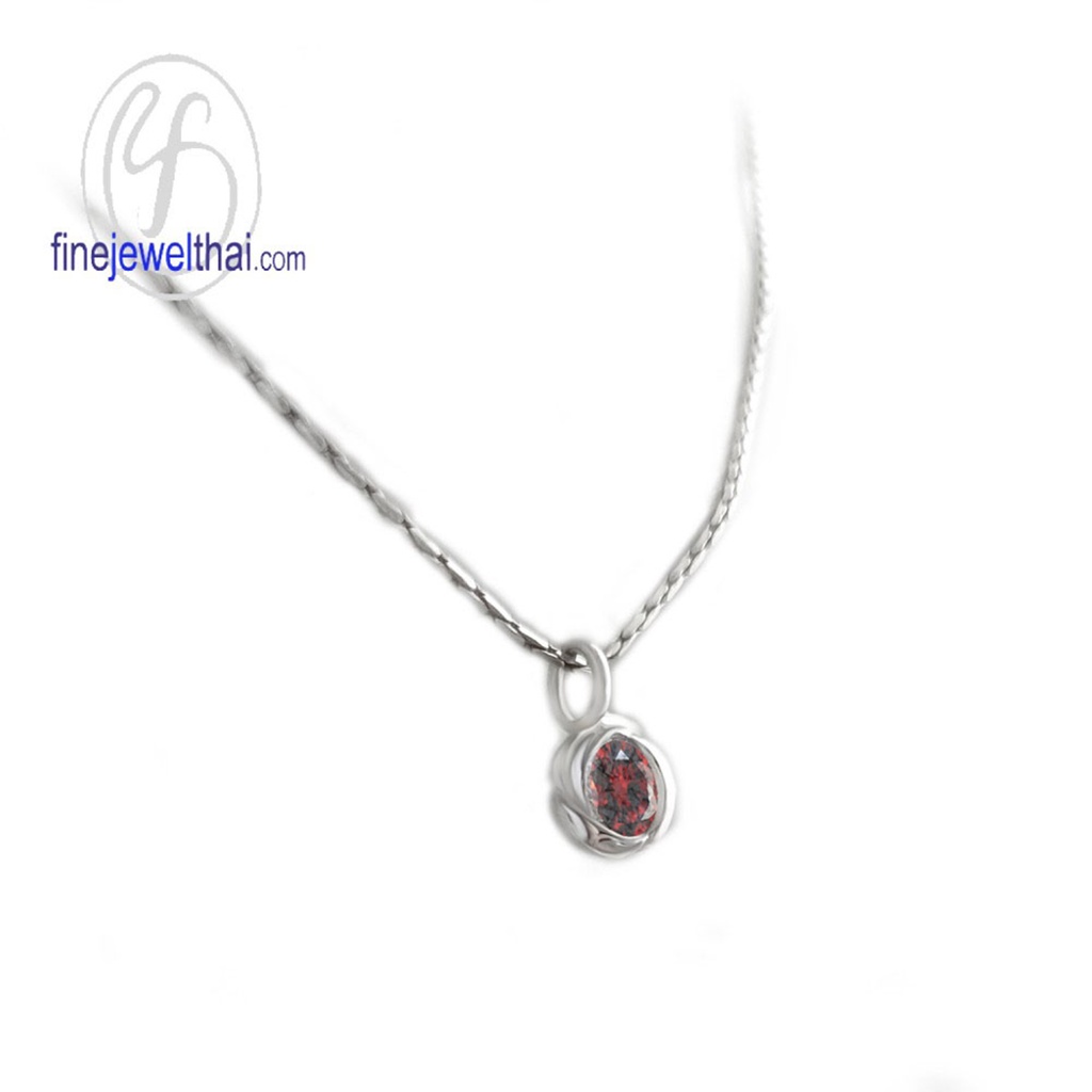 finejewelthai-จี้โกเมน-โกเมน-จี้เงินแท้-พลอยประจำเดือนเกิด-garnet-silver-pendant-birthstone-p1054gm00e