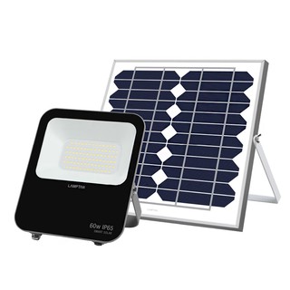 ไฟสปอทไลท์ภายนอก สปอทไลท์ SOLAR LAMPTAN SMART 60 วัตต์ DAYLIGHT สีดำ โคมไฟภายนอก โคมไฟ หลอดไฟ LED SOLAR FLOODLIGHT LAMPT