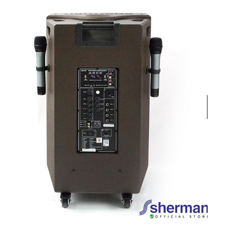 sherman-รุ่น-aps155-plus-ลำโพงบูลทูธ-15-80-วัตต์-rms-ไมค์คู่-uhf-usb-guitar-สินค้าใหม่แกะกล่องทุกชิ้นรับรองของแท้100