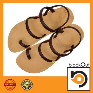 🔰 BlackOut ToeloopSling 🔰 รองเท้าแตะ  รองเท้ายางกันลื่น พื้นทอง(หูตาล)