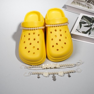 Crocs Jibbitz ชุดโซ่ไข่มุก ลายดอกไม้ DIY สําหรับรองเท้า