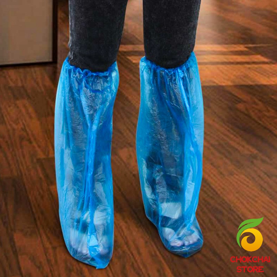 chokchaistore-ถุงครอบรองเท้ากันฝน-ถุงพลาสติกยาว-ถุงพลาสติกกันลื่น-สำหรับสวมรองเท้า-พร้อมส่ง