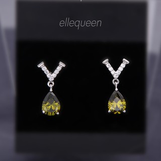 ElleQueen เครื่องประดับต่างหูมรกด ประดับเพชร