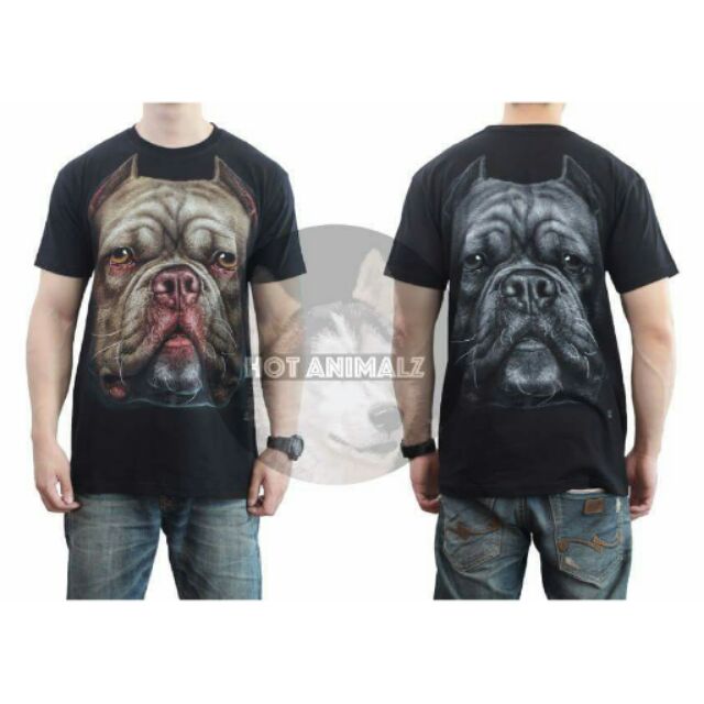 เสื้อยืดผ้าฝ้ายพรีเมี่ยม-เสื้อลายสุนัขหน้า-american-pitbull-โครตเถื่อน