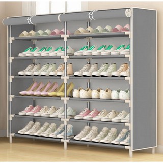 ราคา( มี 4 สี )  MGN ชั้นวางรองเท้า DIY ตู้เก็บรองเท้า 6 ชั้น (36 คู่) 2ช่อง Shoe Rack เปิดบน - KK