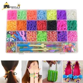 【ราคาถูก】FBYUJ Loom Bands DIY Rubber Band Bracelet Making Kit Colorful Handmade Crafts Accessories for Women Girls