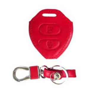 ปลอกกุญแจหนัง ซองหนัง แท้ ใส่ กุญแจรถยนต์ TOYOTA WISH 2004-2010 สีแดง รีโมทรถยนต์