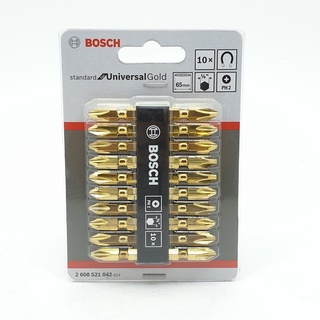 BOSCH ดอกไขควง สีทอง PH 2- 65 มม.(10 ดอก/แผง)