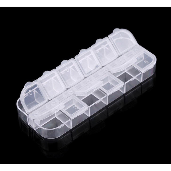 กล่องใส่จิวเวอรี่-เครื่องประดับ-ตลับยา-12-ช่อง-กล่องใส-กล่องดินสอใส-กล่องพลาสติก-อเนกประสงค์-กล่องเก็บอุปกรณ์เล็บ