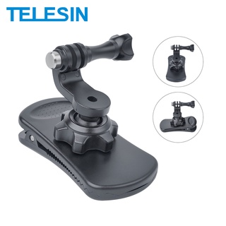 TELESIN 360 องศาหมุนกระเป๋าเป้สะพายหลังคลิป Clamp Mount สำหรับ GoPro Hero 11 10 9 DJI Osmo Action 3 Insta360 ONE X3 SJCAM EKEN สำหรับกล้อง Action