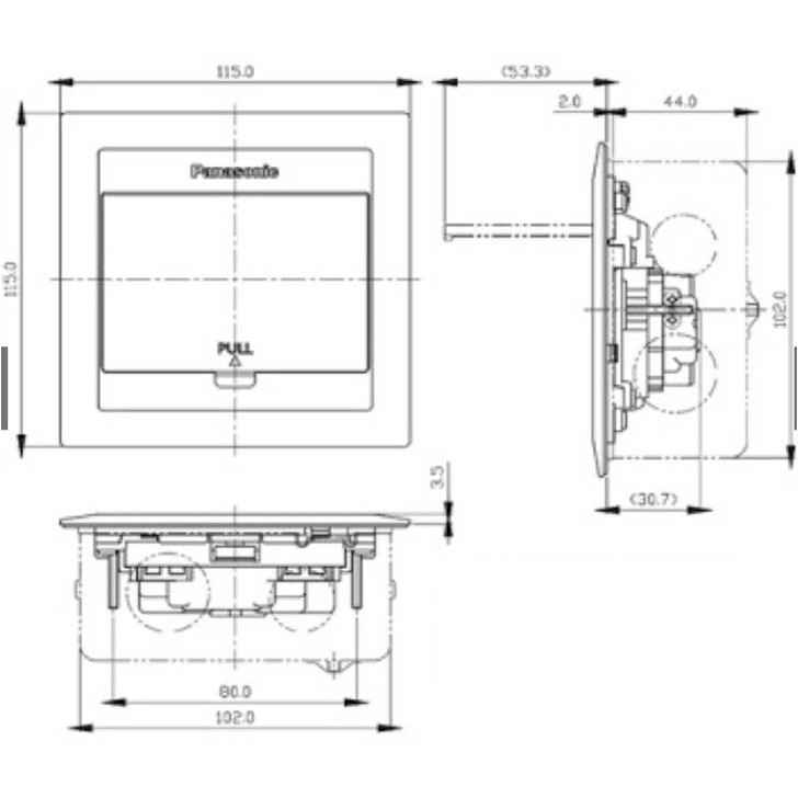 panasonic-เต้ารับฝังพื้นแบบบานพับ-3-ช่อง-รุ่น-dufs1200lth-ไม่มีปลั๊ก