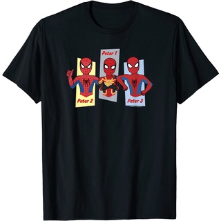 เสื้อยืดผ้าฝ้ายพิมพ์ลาย เสื้อยืดแขนสั้น พิมพ์ลาย Marvel Spider-Man No Way Home Three Peter Panels แฟชั่นสําหรับผู้ชาย แล