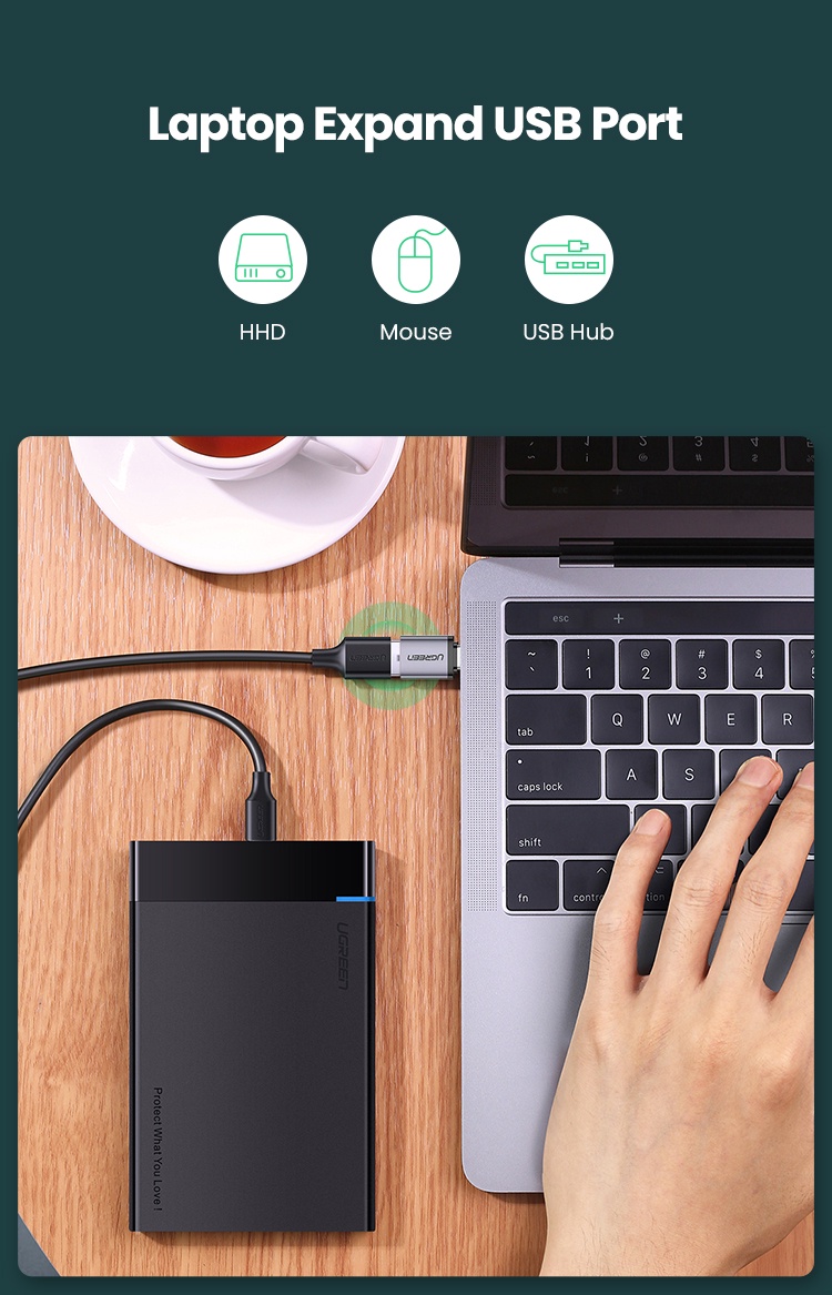 มุมมองเพิ่มเติมของสินค้า Ugreen อะแดปเตอร์ USB 3.1 Type C เป็น USB 3.0 C OTG สําหรับ Samsung Galaxy Huawei Mate Google Gopro Oneplus Htc Macbook