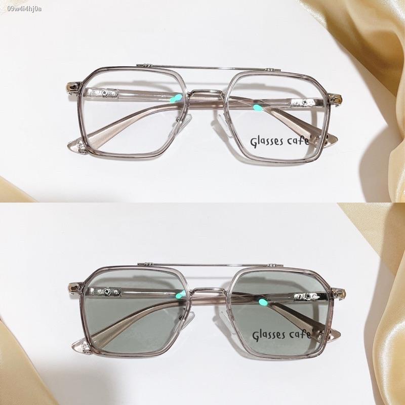 แว่นตา-แว่นสายตาสั้นออโต้-ออกแดดปรับสีเทาดำ-0-50-ถึง-4-00-แว่นสไตล์เกาหลี-แว่นกรองแสง-กัน-uv-9301b